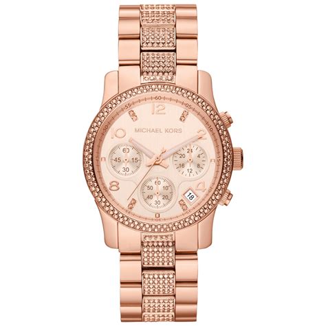 michael kors pink crystal watch|women rose gold mk watch.